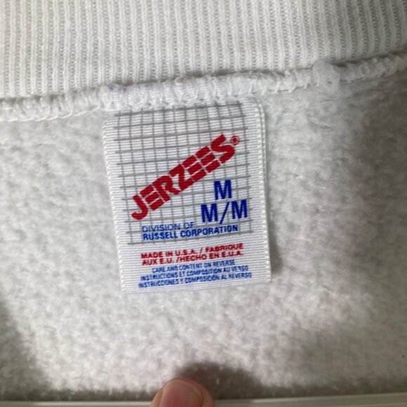 Vintage Jerzees ELW Sweatshirt White Red Blue Yellow Green M Flaw - Picture 8 of 11